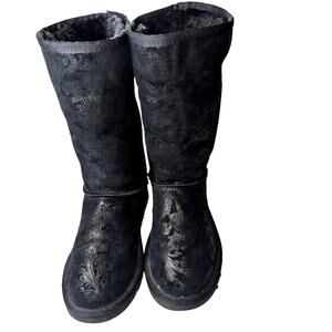 UGG Australia Classic Tall Patent Paisley Fur Lined Boots Black #5852 W7